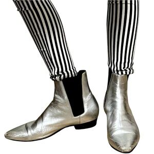 Yves Saint Laurent metalic silver ankle/chelsea boots.